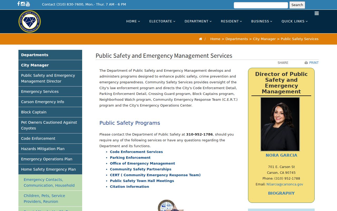 Carson neighbors public safety and Neighborhood Watch resource