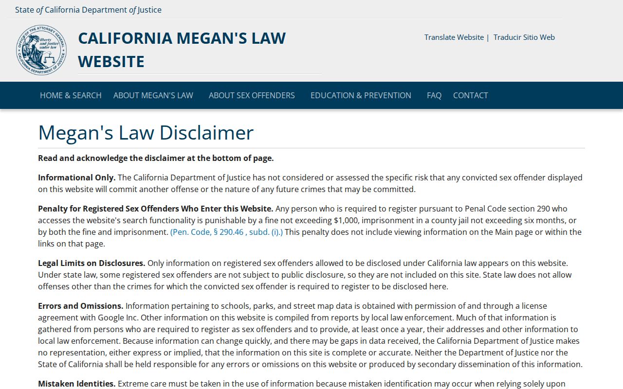 Carson resident lookup California Megan's Law registry