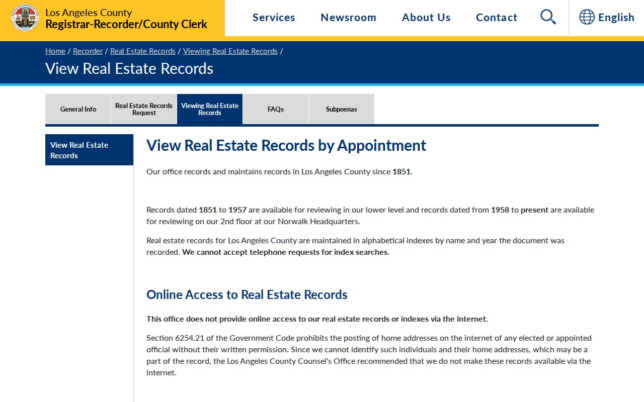 Carson street directory recorded property viewing page